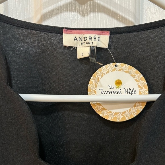 Andree By Unit Elodie Puff Sleeve Scalloped Blouse Tiered Hem Top Women Sz L - Picture 3 of 7